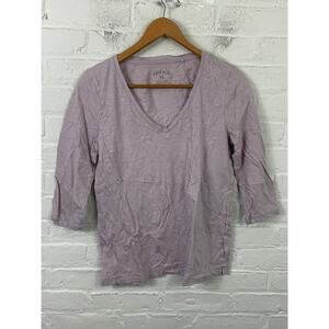 Fatface Women's V-Neck T-Shirt Long Sleeves Grown Cotton Lavender Size 10